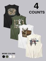 Men's Regular Fit Camo & Letter Print Tank Top, Casual Sleeveless Top for Summer, Men's Clothes for Daily Wear, Menswear