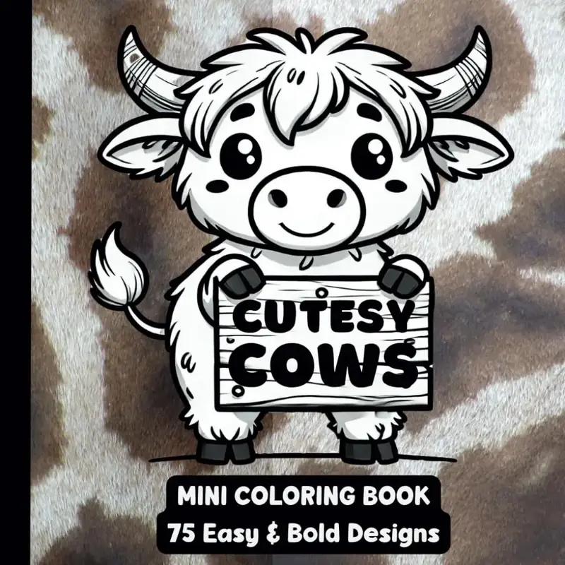 Cutesy Cows Mini Coloring Book: 75 Easy & Bold Designs for Creative Calm and Coloring Fun (6x6) (TARIFF FREE - NO IMPORT ...