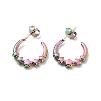 Ion Plating(IP) 304 Stainless Steel Star Stud Earring