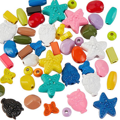 48Pcs 8 Style Spray Painted Alloy Beads