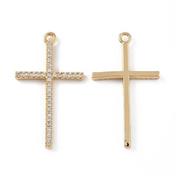 Brass Micro Pave Clear Cubic Zirconia Pendants