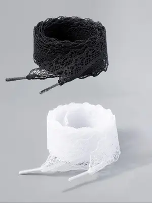 Lace Shoelaces, Contrast Lace Shoelaces, Fashionable Shoes Laces for Women's Sneakers, Shoes Accessories for Daily Use, Valen...