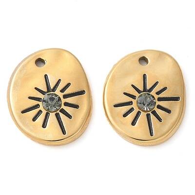 304 Stainless Steel with Rhinestone Charms