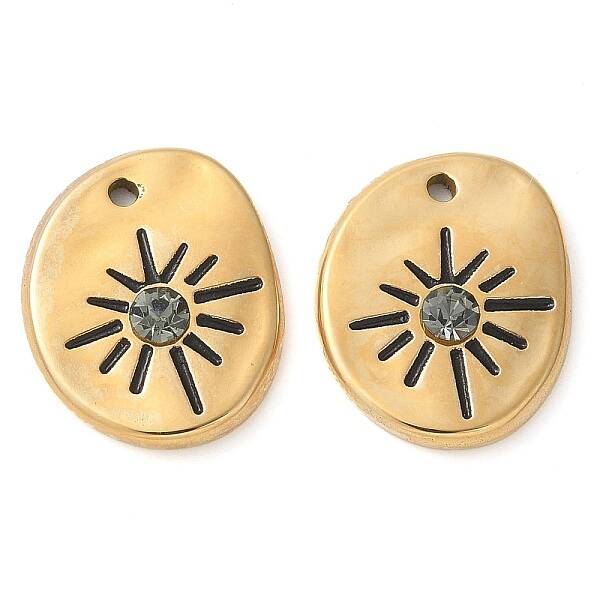 304 Stainless Steel with Rhinestone Charms