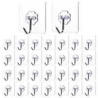 30-Pack Strong Adhesive Wall Hooks for Hanging Heavy Duty, Stainless Steel Towel Coat Hat Hook Bathroom Shower Organizer for ...