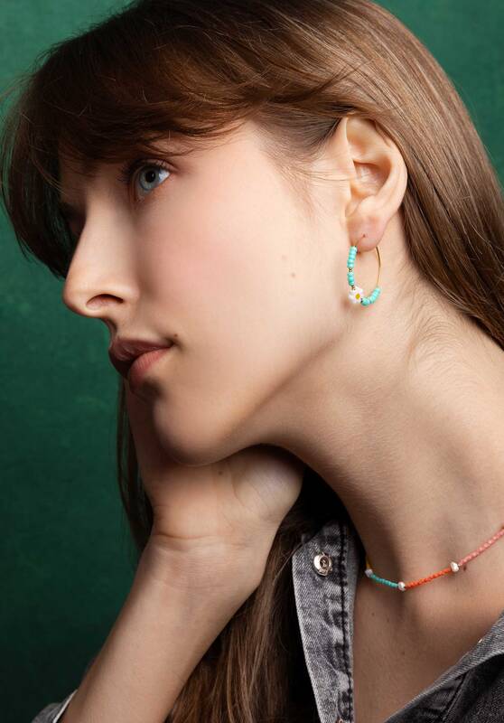 Earring Nora Hoop A2207er03-6 Turquois | Color: TURQUOIS | Size: U
