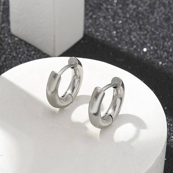 Frosted 304 Stainless Steel Huggie Hoop Earrings for Women