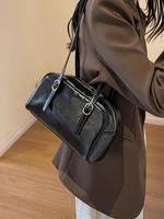 Women's Minimalist Trendy Pu Leather Tote Bag, Casual Large Capacity Vintage Shoulder Bag, Zipper Retro Shoulder Clutch Bag f...