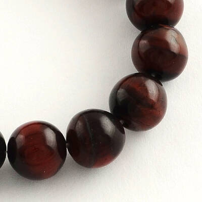 Dyed & Heated Natural Red Tiger Eye Round Gemstone Beads Strands