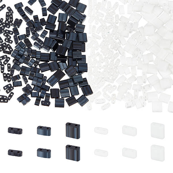 360Pcs 6 Styles 2-Hole Opaque Glass Seed Beads