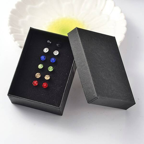 304 Stainless Steel Grade A Rhinestone Ear Studs