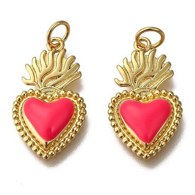 Golden Tone Brass Enamel Pendants
