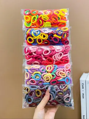 500pcs/5 Pack Colorful Hair Tie, Cute High Stretch Hair Accessories for Girls & Women, Casual Versatile Hair Ponytail Holder ...