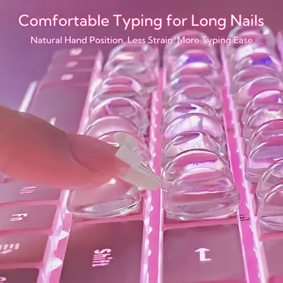 NadyType Ultra-Clear Typing Bubble Stickers 33-96 counts for Long Nails - Nano-Glue Adhesive Keyboard Stickers | Fully Transp...