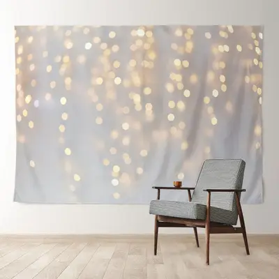 Aperturee Gold Light Spot Bokeh White Christmas Backdrop