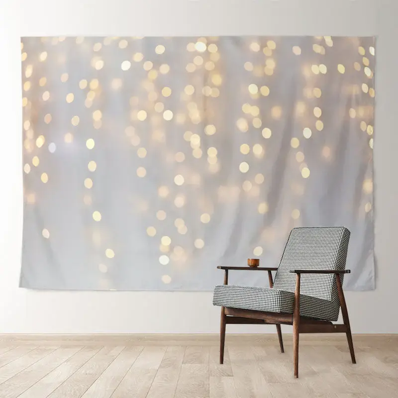 Aperturee Gold Light Spot Bokeh White Christmas Backdrop