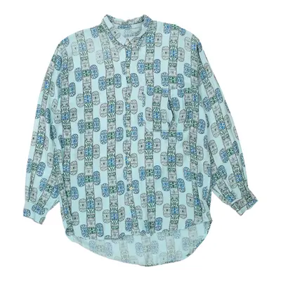 Mak Uno Patterned Shirt - Large Blue Viscose