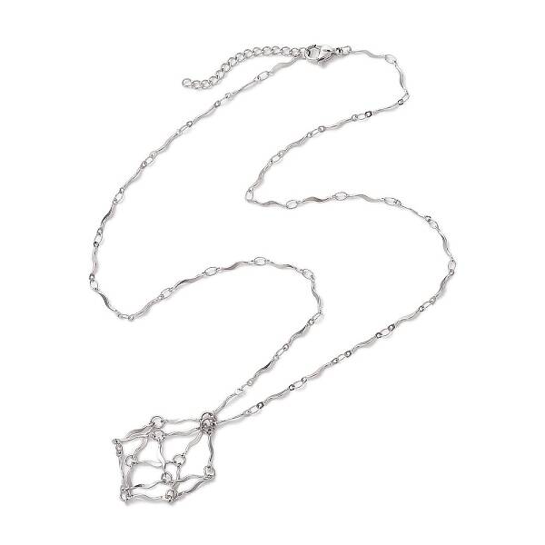 304 Stainless Steel Wavy Bar Link Chain Macrame Pouch Necklace Making