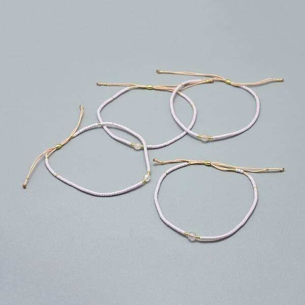 Adjustable Natural Rose Quartz Braided Bead Bracelets