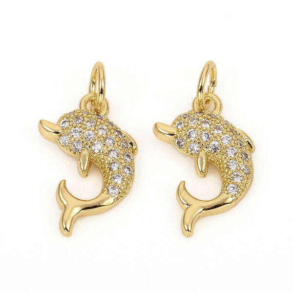 Brass Micro Pave Cubic Zirconia Charms