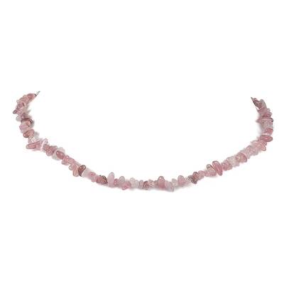 Natural Rose Quartz Chip Beaded Necklace