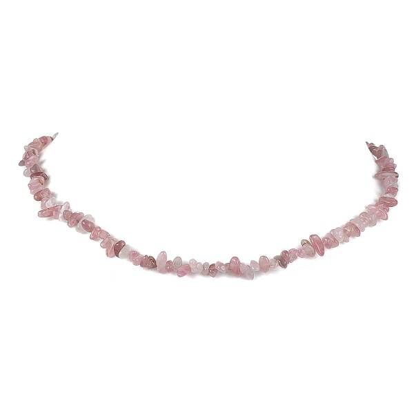 Natural Rose Quartz Chip Beaded Necklace