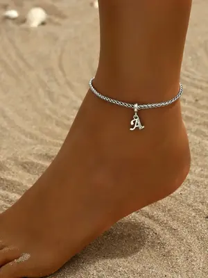 Summer Outfits 2024 Letter & Wheat Chain Anklet for Women & Man, Stainless Steel Jewelry for Party, Beach, Daily Clothing Dec...