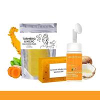 Turmeric Wash and Care Three Piece SetTurmeric Tablets, Turmeric Cleansing Mousse,Turmeric Soap Facial Cleansing Skincare Fac...