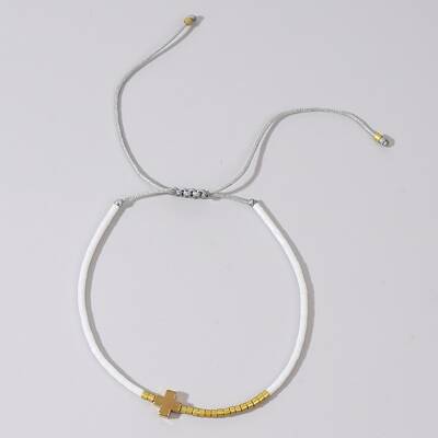 Simple European Style Glass Seed Bead & Cross Braided Bead Bracelets for Women