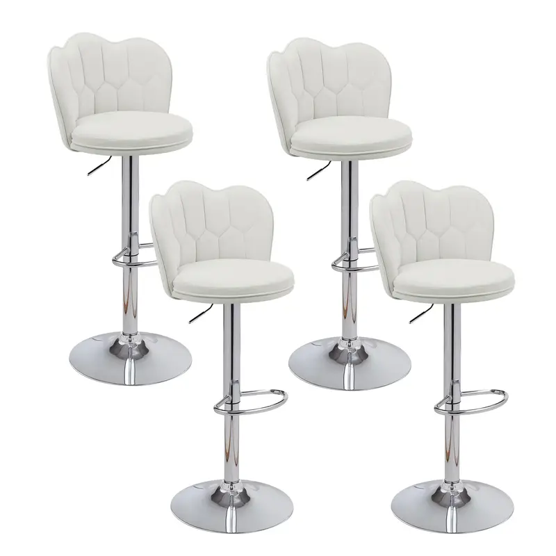 VECELO Bar Stools 2\\4-Piece Set, flocking Adjustable 360° Rotation, with Backrest Bar Stool, Suitable for Bar, Kitchen, Din...