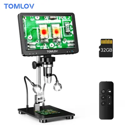 TOMLOV DM9 Pro 7 HDMI Digital Microscope 1200X with IPS Screen, 1080P 16MP Coin Microscope Magnifier for Entire Coin View, ...
