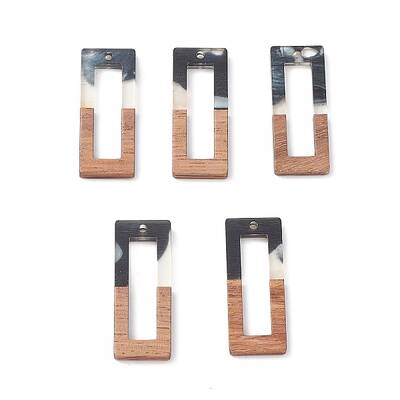 Pearlized Resin & Walnut Wood Pendants