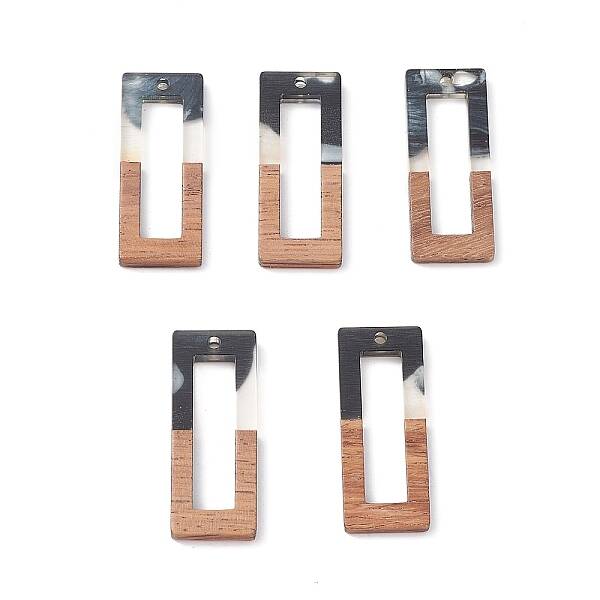 Pearlized Resin & Walnut Wood Pendants