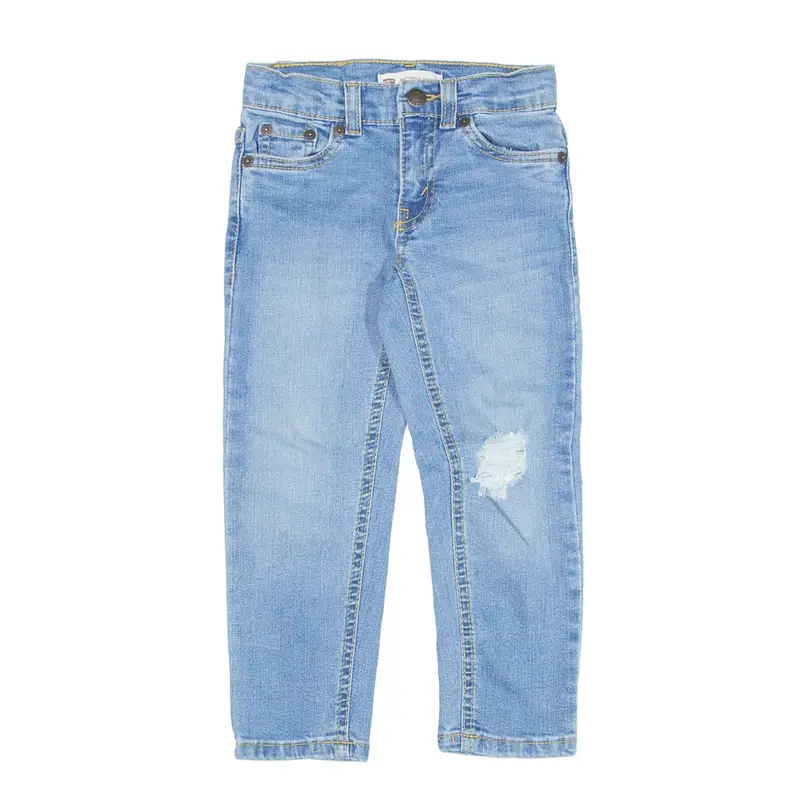 LEVI'S 502 Distressed Jeans Blue Denim Regular Tapered Stone Wash Boys W20 L17