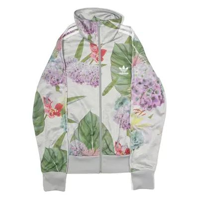ADIDAS ORIGINALS Womens Track Jacket Grey Floral UK 14