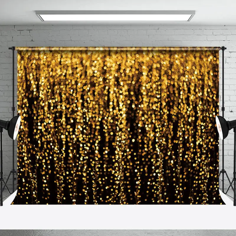 Modern Black Gold Sequins Bokeh Photography Backdrop - Aperturee