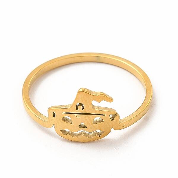 304 Stainless Steel Halloween Pumpkin Finger Ring for Women