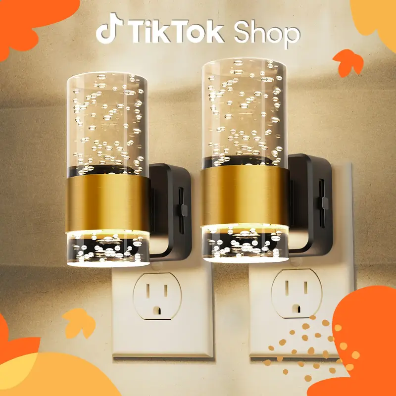 DORESSHOP 2 Packs Acrylic Aesthetics Night Light, Well-Designed Transparent Lamp, Auto Night Light as Living Room Decor, Led ...