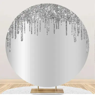 Simple Silver Glitter Bokeh Round Birthday Backdrop - Aperturee