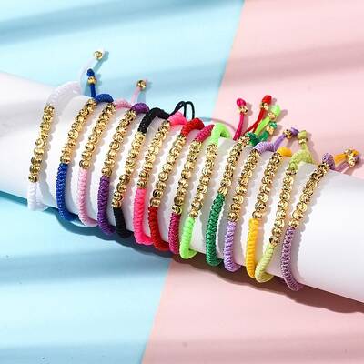 Polyester Cord Braided Bead Bracelets for Women