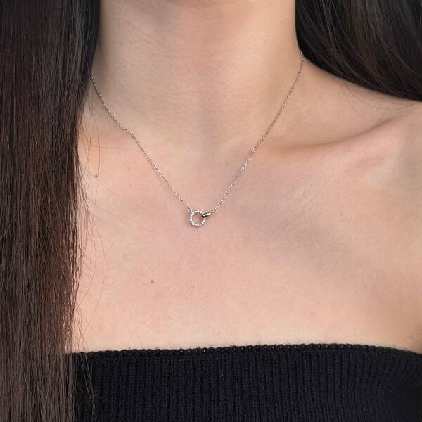 Round Ring 925 Sterling Silver Pave Cubic Zirconia Pendant Necklaces for Women