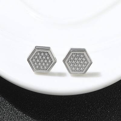 304 Stainless Steel Micro Pave Clear Cubic Zirconia Stud Earrings
