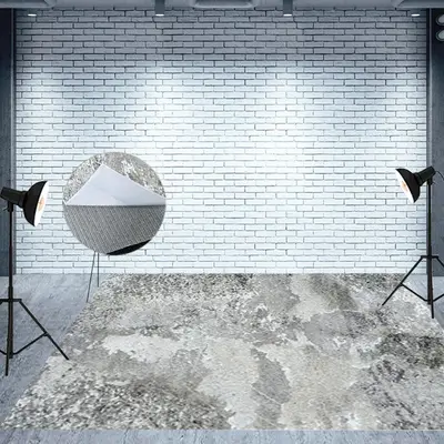 Grey Shabby Cement Wall Abstract Textured Floor Mat
