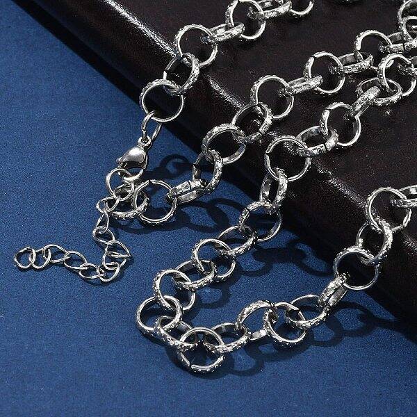 304 Stainless Steel Textured Rolo Chain Necklaces for Women