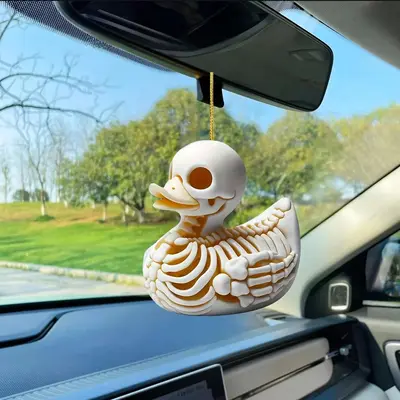 Skull Duck Design Car Rearview Mirror Hanging Ornament, Car Interior Decoration, Car Rearview Mirror Pendant, Car Interior Ac...