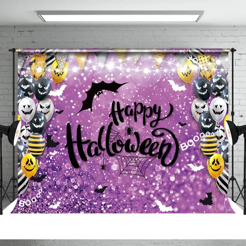 Boo Balloons And Purple Bokeh Halloween Backdrop - Aperturee