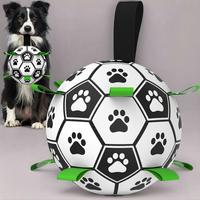 Gift for Pets, Paw Pattern Football Pet Toy Summer Gift, Indoor & Outdoor Pet Play Supply with Nylon Strap & Hand Pump, Inter...