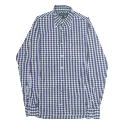 TOMMY HILFIGER Mens Shirt Blue Check Long Sleeve S