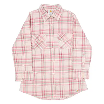 CARHARTT Womens Shirt Pink Check 3/4 Sleeve L