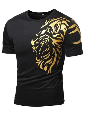 Men's Graphic Short Sleeve Round Neck T Shirt, Regular Fit Street Crew Neck Short Sleeve Tee, Summer Clothes, Casual Top for ...